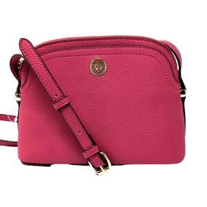 Anne Klein Small Dome Crossbody Bag Hot Pink Gold Lion Logo Top Zip NEW NWOT